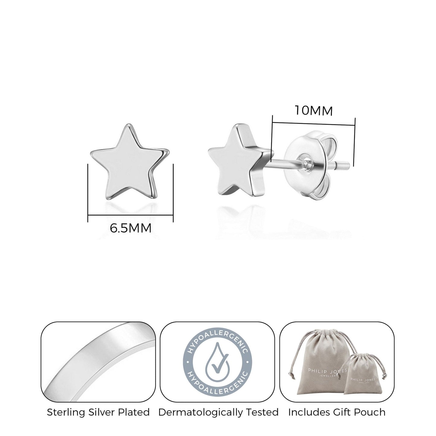 Silver Plated Star Stud Earrings