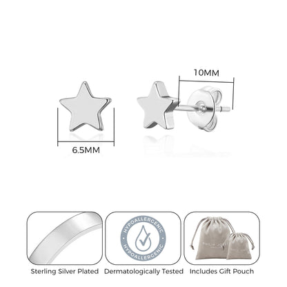 Silver Plated Star Stud Earrings