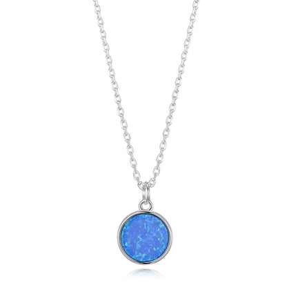 Silver Plated Synthetic Blue Opal Necklace with Quote Card