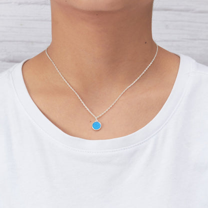 Silver Plated Synthetic Blue Opal Necklace
