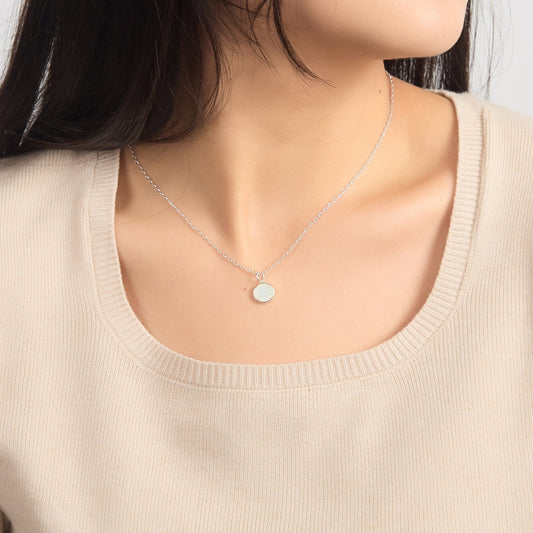 Silver Plated Synthetic White Opal Necklace
