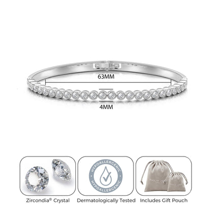 Silver Plated Tennis Bangle Created with Zircondia® Crystals (7 Inch)
