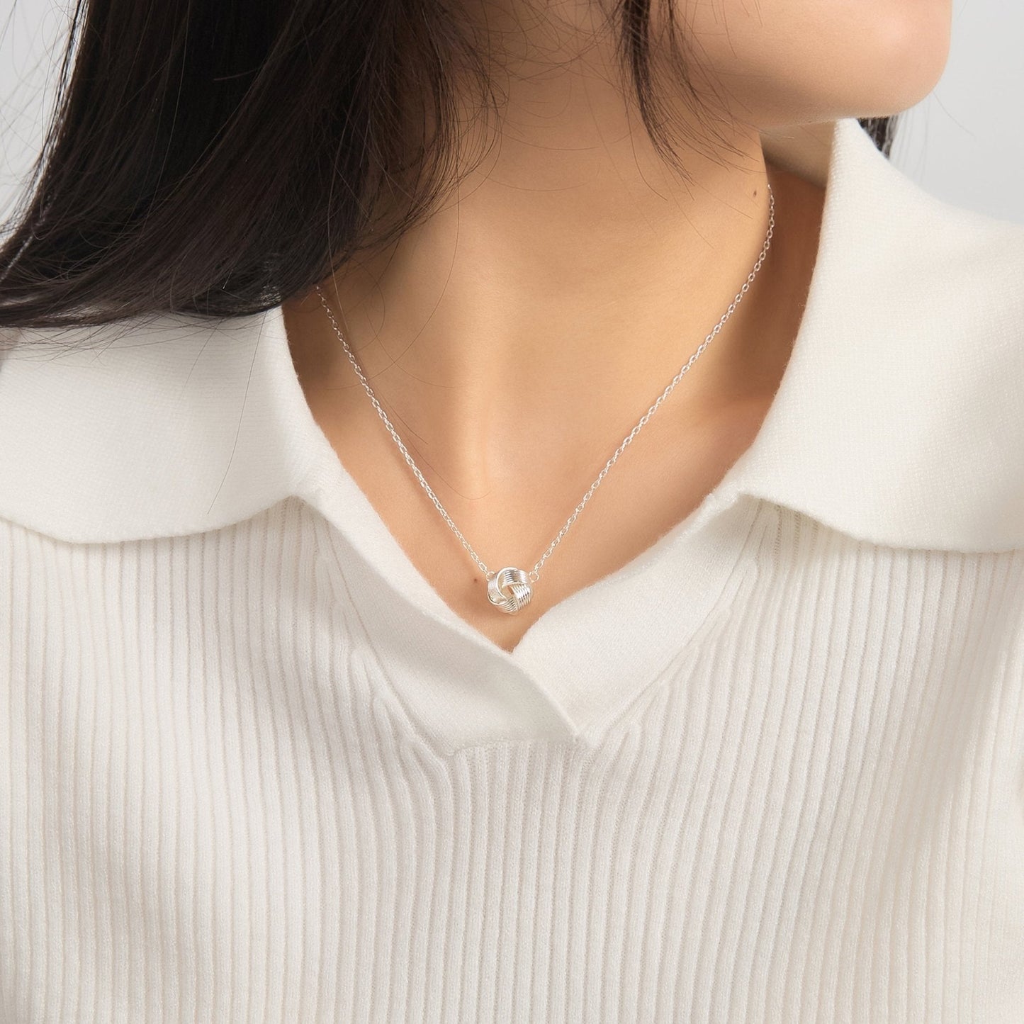 Silver Plated Love Knot Necklace with Quote Card