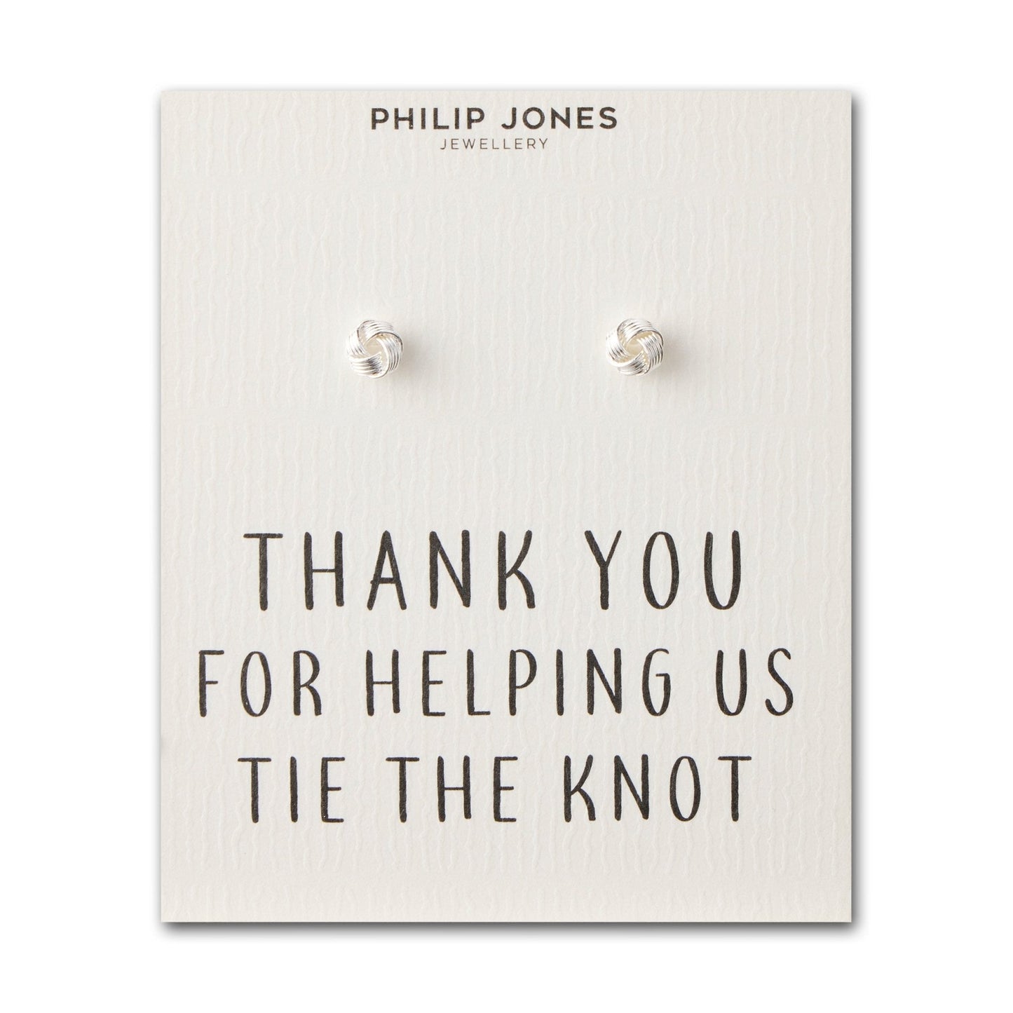 Silver Plated Thank You for Helping us Tie The Knot Bridal Earrings with Quote Card