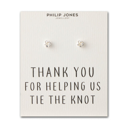 Silver Plated Thank You for Helping us Tie The Knot Bridal Earrings with Quote Card