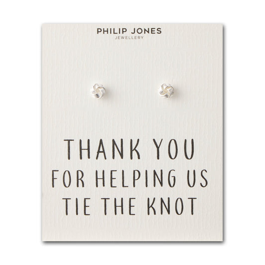 Silver Plated Thank You for Helping us Tie The Knot Bridal Earrings with Quote Card