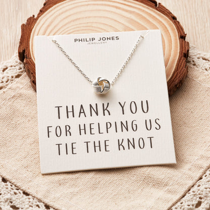 Silver Plated Thank You for Helping us Tie The Knot Bridal Necklace with Quote Card
