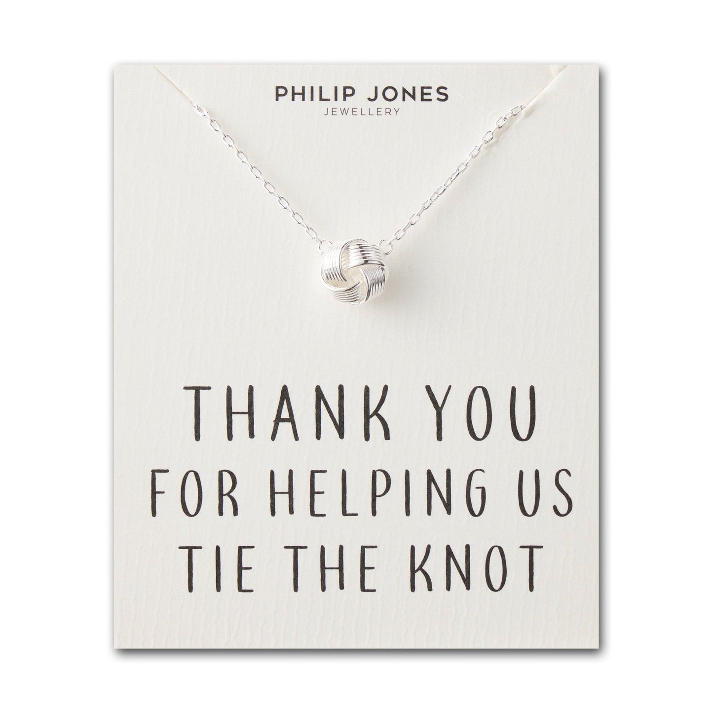 Silver Plated Thank You for Helping us Tie The Knot Bridal Necklace with Quote Card