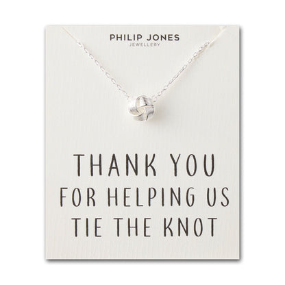 Silver Plated Thank You for Helping us Tie The Knot Bridal Necklace with Quote Card