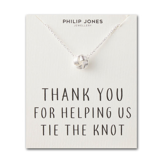 Silver Plated Thank You for Helping us Tie The Knot Bridal Necklace with Quote Card