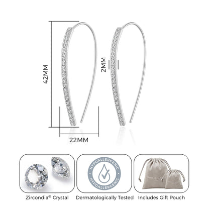 Silver Plated Thread Earrings Created with Zircondia® Crystals