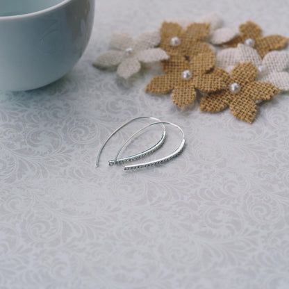 Silver Plated Thread Earrings Created with Zircondia® Crystals