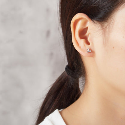 Silver Plated Three Stone Earrings Created with Zircondia® Crystals