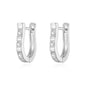 Silver Plated Three Stone Hoop Earrings Created with Zircondia® Crystals