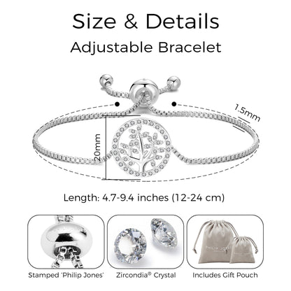 Silver Plated Tree of Life Bracelet Created with Zircondia® Crystals