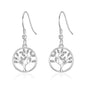 Silver Plated Tree of Life Drop Earrings Created with Crystals from Zircondia®