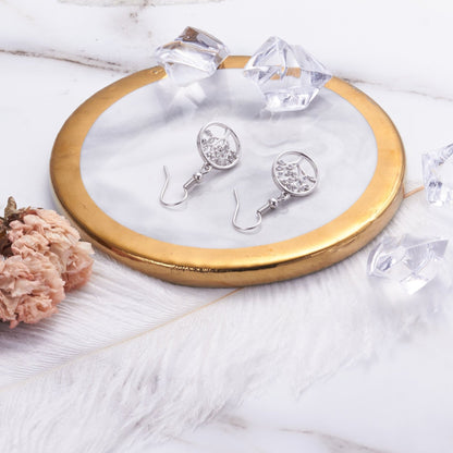 Silver Plated Tree of Life Drop Earrings Created with Crystals from Zircondia®