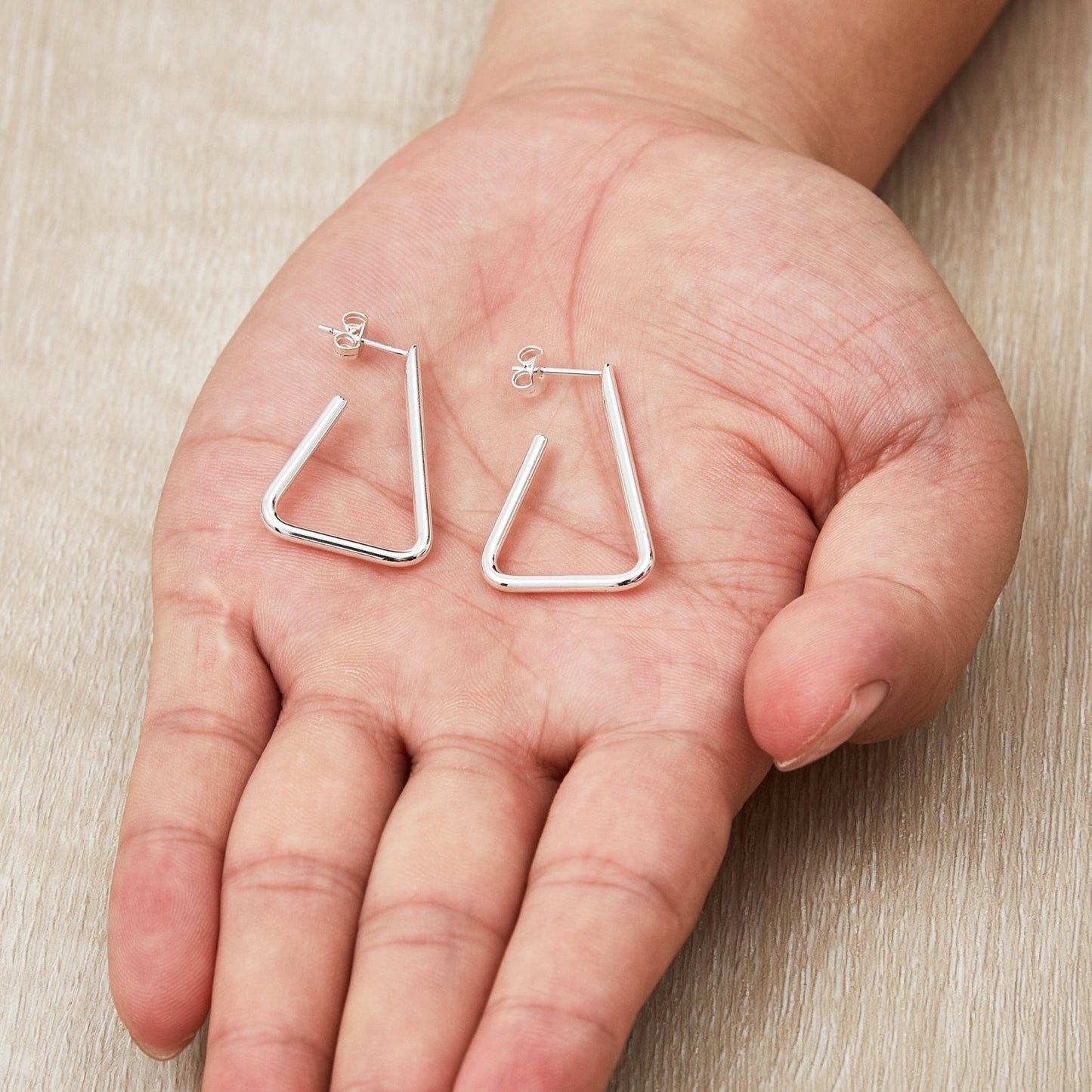 Silver Plated Triangle Hoop Earrings