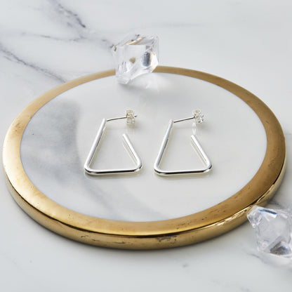 Silver Plated Triangle Hoop Earrings