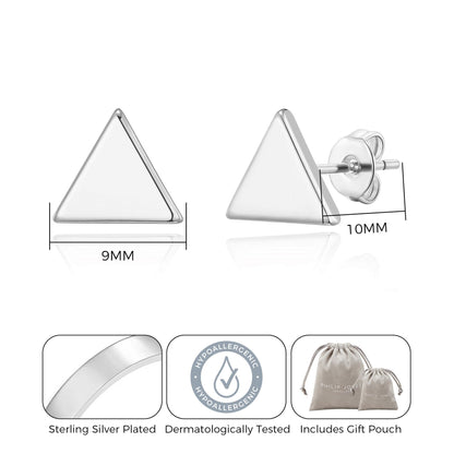 Silver Plated Triangle Stud Earrings
