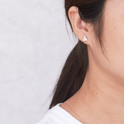 Silver Plated Triangle Stud Earrings