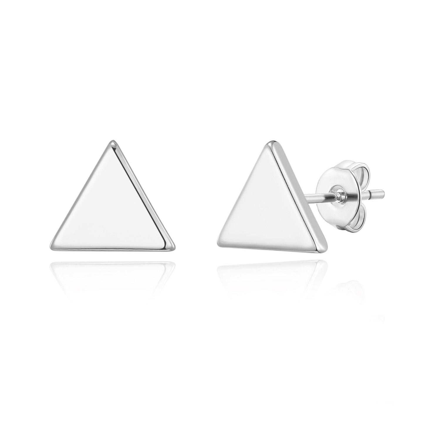 Silver Plated Triangle Stud Earrings