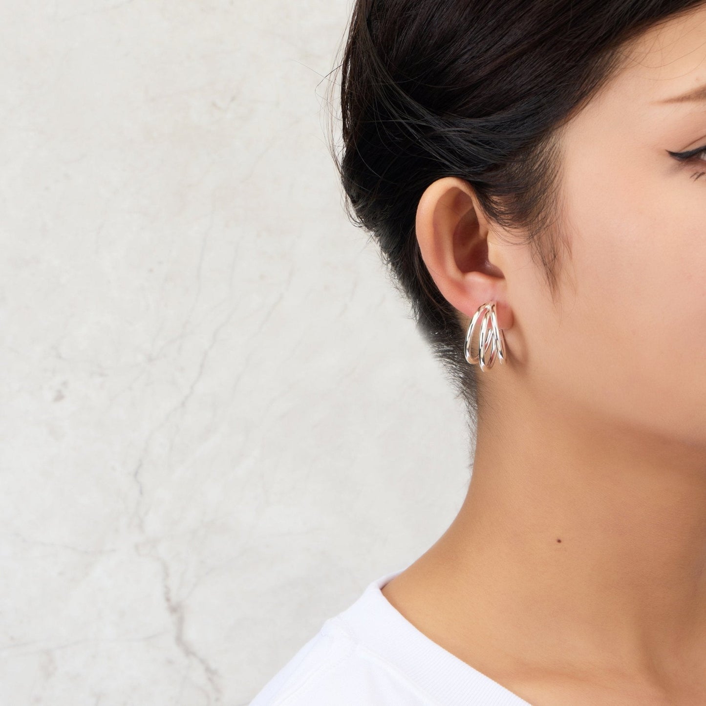 Silver Plated Triple Illusion Hoop Earrings