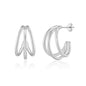 Silver Plated Triple Illusion Hoop Earrings