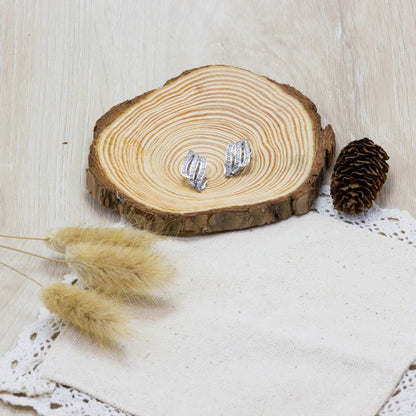 Silver Plated Triple Row Clip On Earrings Created with Zircondia® Crystals