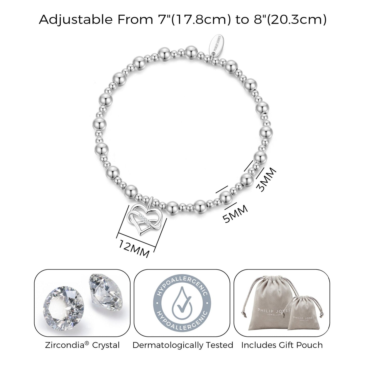 Silver Plated True Friendship Quote Stretch Bracelet with Gift Box