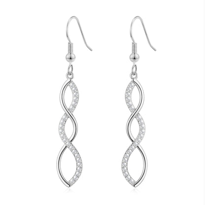 Silver Plated Twist Drop Earrings Created with Zircondia® Crystals