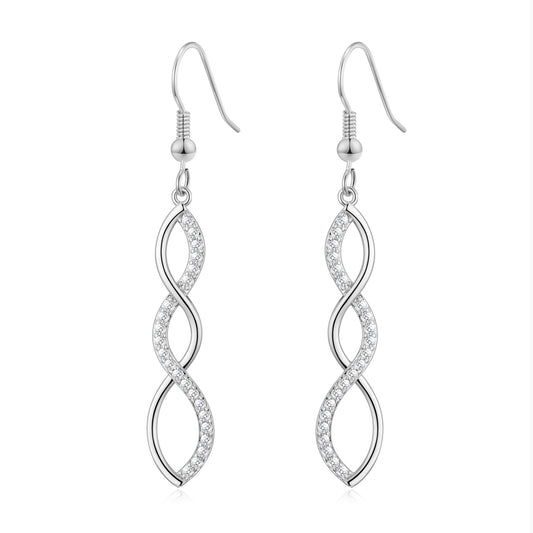Silver Plated Twist Drop Earrings Created with Zircondia® Crystals