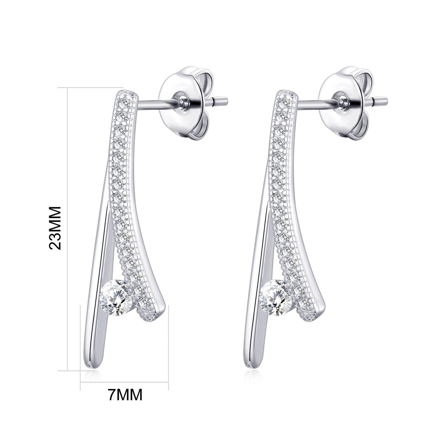 Silver Plated Wishbone Earrings Created with Zircondia® Crystals