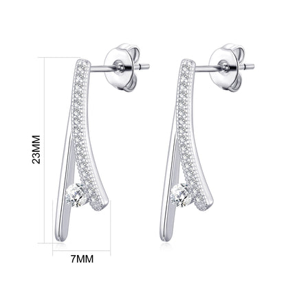Silver Plated Wishbone Earrings Created with Zircondia® Crystals