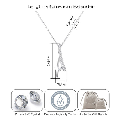 Silver Plated Wishbone Necklace Created with Zircondia® Crystals