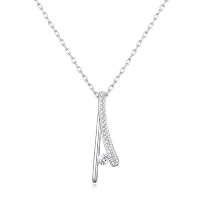 Silver Plated Wishbone Necklace Created with Zircondia® Crystals