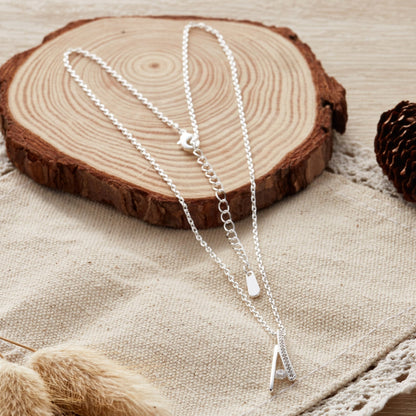 Silver Plated Wishbone Necklace Created with Zircondia® Crystals