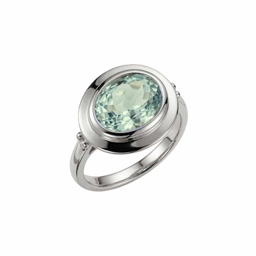 Silver Sea Green Quartz Gemstone Ring - Margo