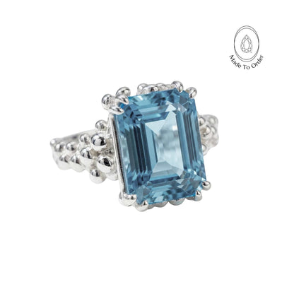 Bague Topaze Bleue Ciel Argentée - Aurelia
