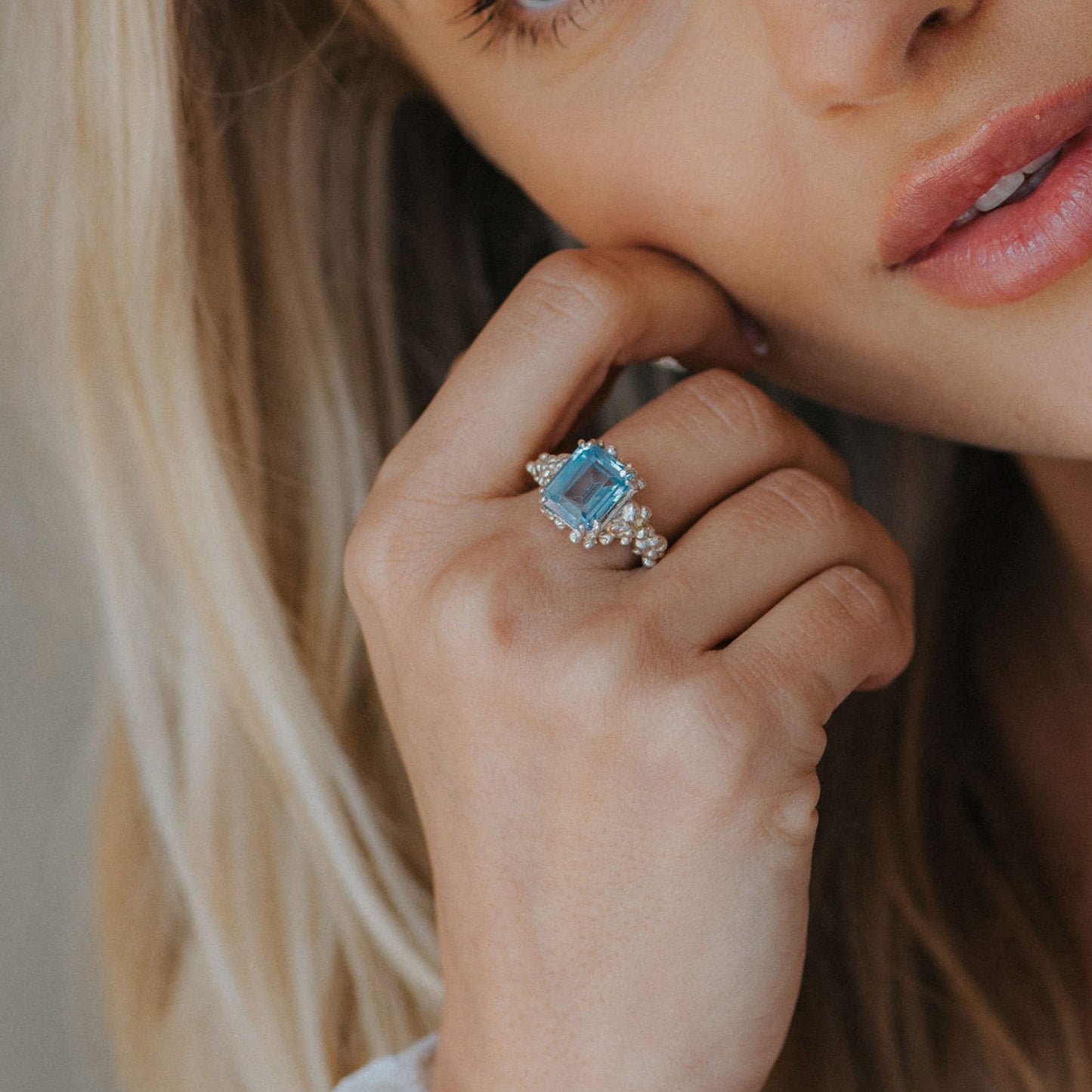 Bague Topaze Bleue Ciel Argentée - Aurelia