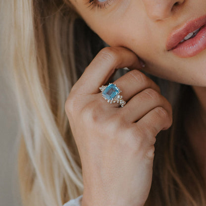 Bague Topaze Bleue Ciel Argentée - Aurelia