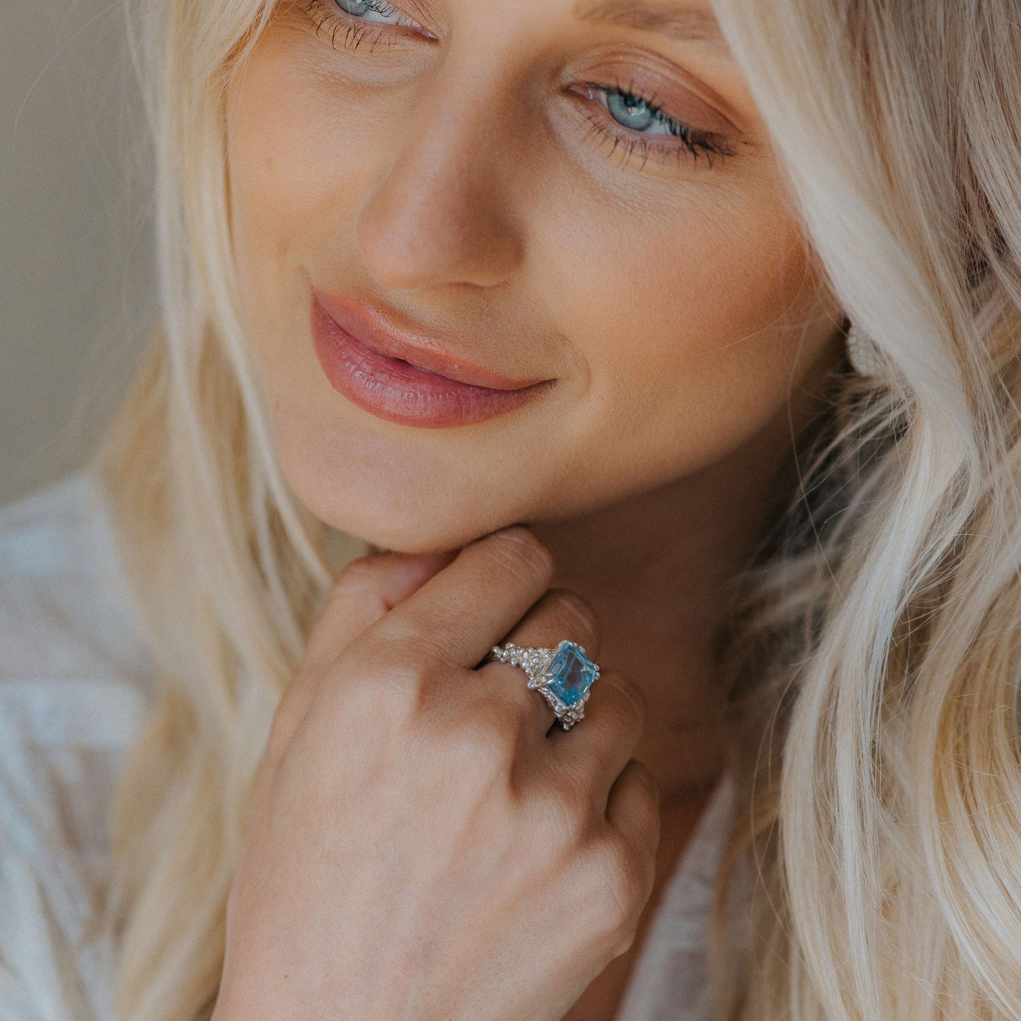 Bague Topaze Bleue Ciel Argentée - Aurelia