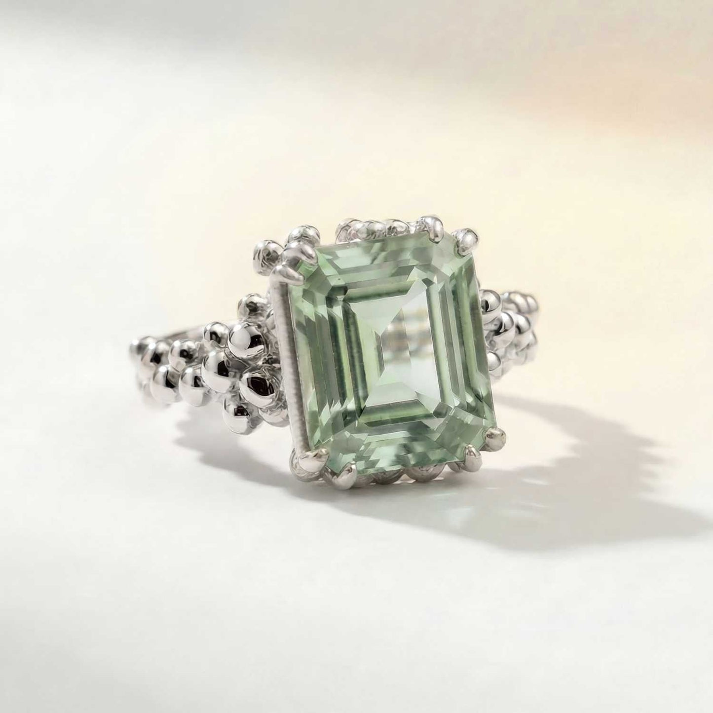 Silver Statement Green Quartz Ring - Giselle