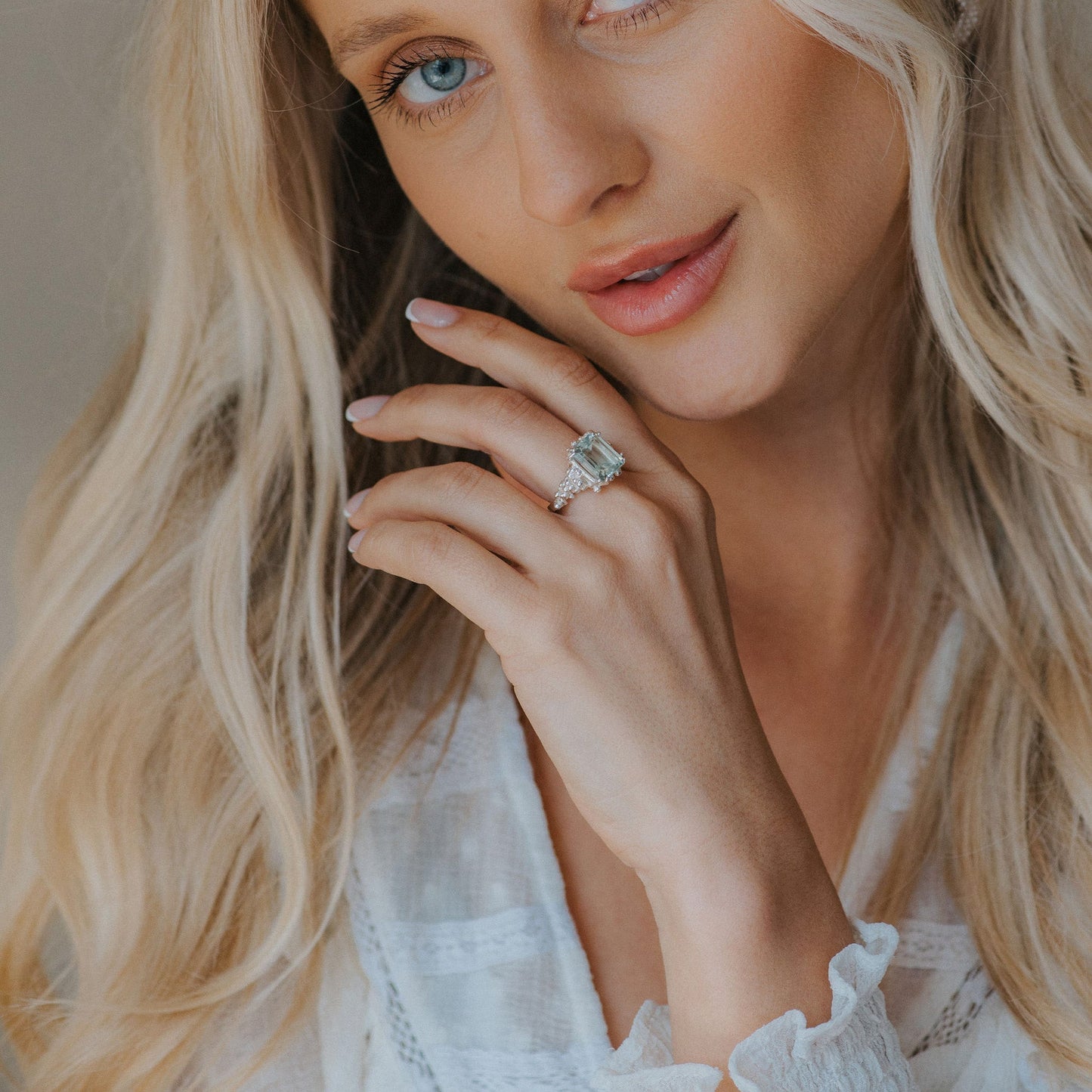 Silver Statement Green Quartz Ring - Giselle