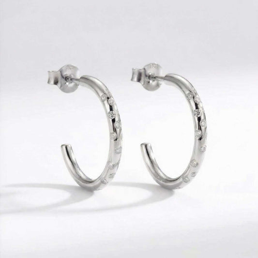 Silver White Topaz Gemstones- Seren Hoops