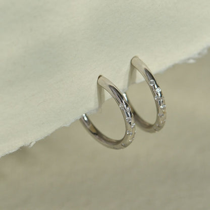 Silver White Topaz Gemstones- Seren Hoops
