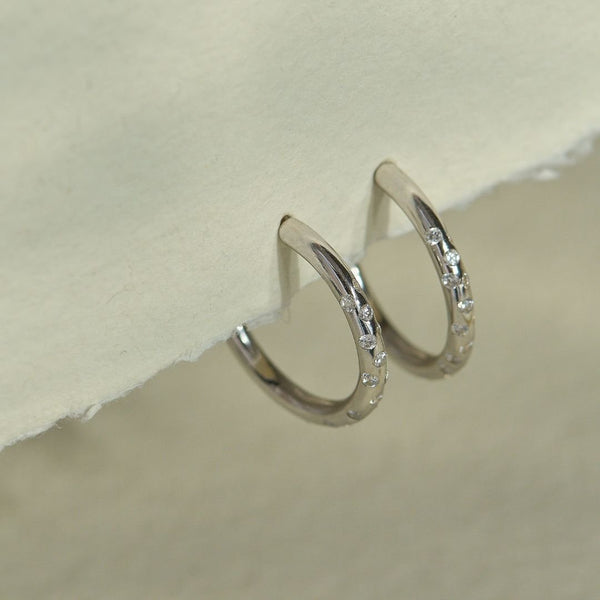 Silver White Topaz Gemstones- Seren Hoops