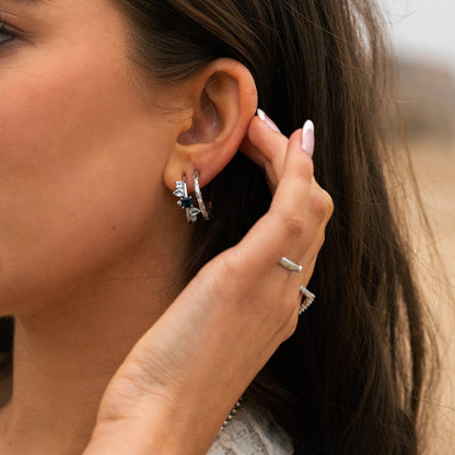 Silver White Topaz Gemstones- Seren Hoops