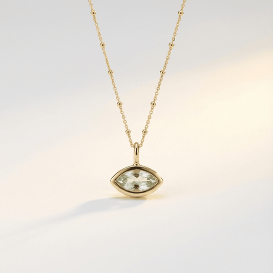 Siren’s Teardrop Green Quartz Necklace - Gold or Silver