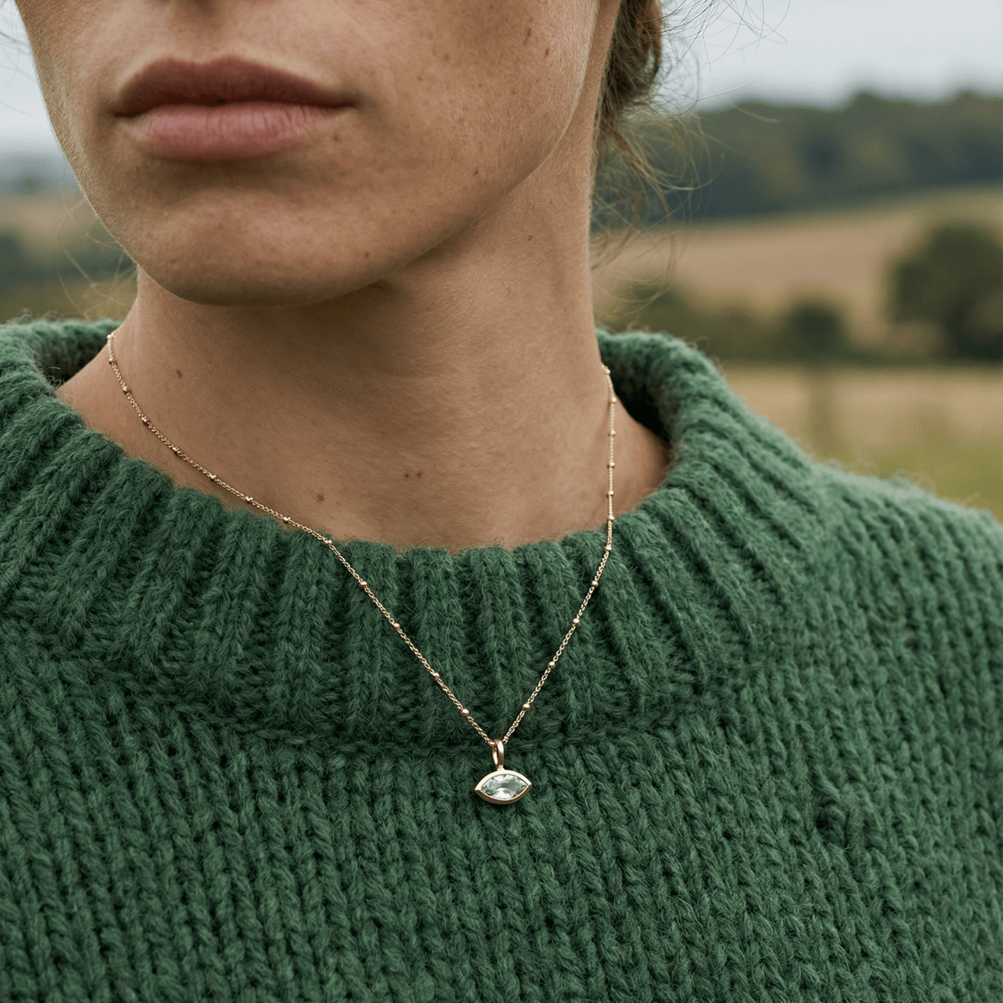 Siren’s Teardrop Green Quartz Necklace - Gold or Silver